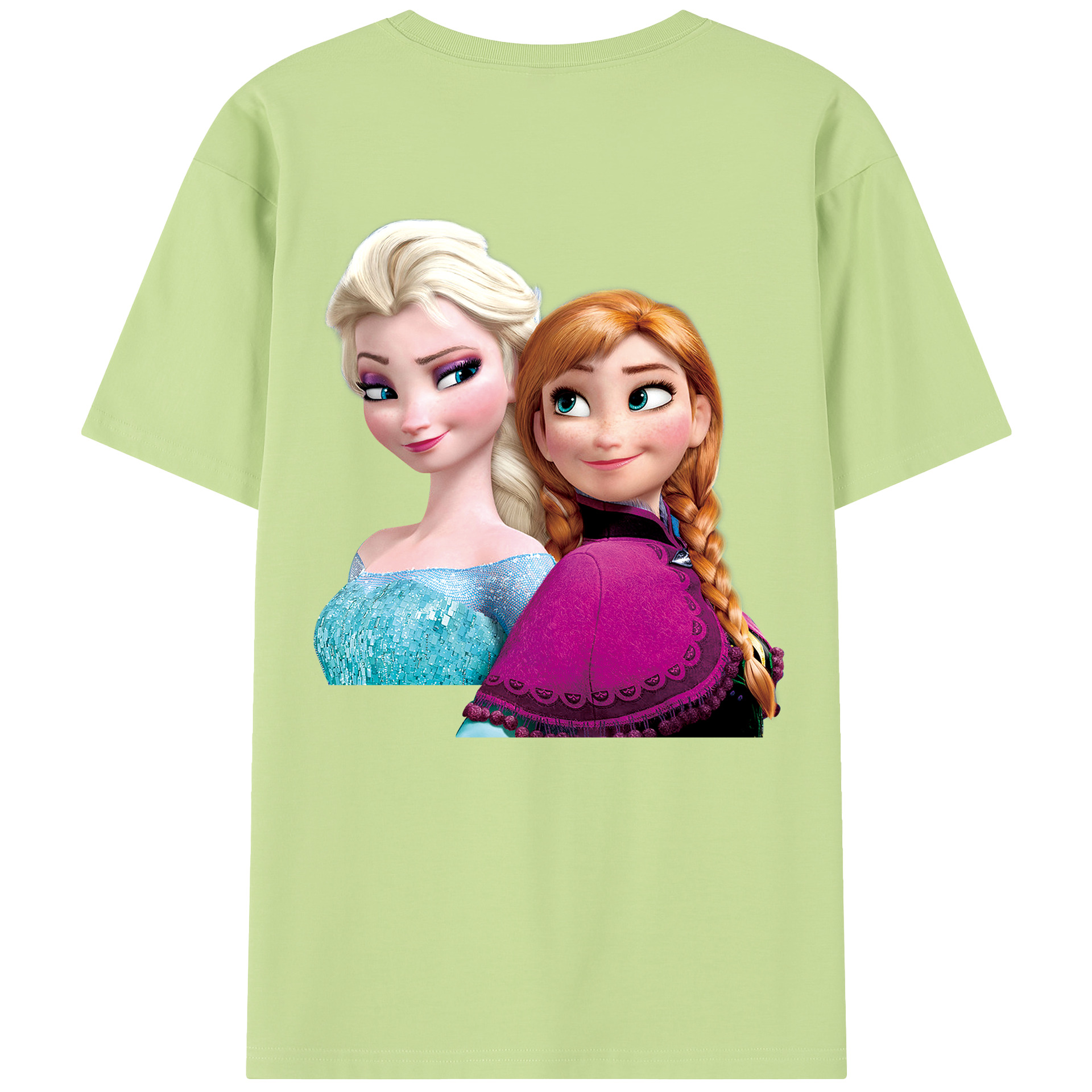 （画像用） アナと雪の女王 アンナ エルサ Frozen Anna Elsa 綿100％半袖Tシャツ（背面プリント）